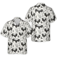 Bison Hawaiian Shirt | Western Desert Cactus Sketch Print | Durable Woven Polyester | Men’s Summer Vacation Button Down Gift