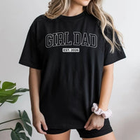Girl Dad T-Shirt | Established 2026 Varsity Lettering | 100% Cotton Premium Tee | Unique New Dad Gift and Baby Announcement Outfit