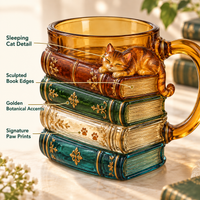 Book Stack Cat Mug