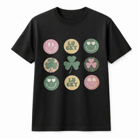 Retro St. Patrick's Day T-Shirt | Groovy Lucky Clover Smiley Face Print | Premium 100% Cotton Tee | Gift for Women and Men