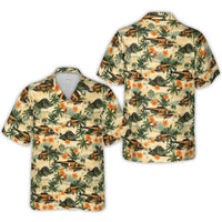 Helicopter Hawaiian Shirt | Tropical Volcano & Palm Tree Print | Premium Lightweight Polyester | Vacation Gift For Pilot And Aviation Lover