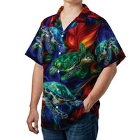 Psychedelic Sea Turtle Hawaiian Shirt | Vibrant Tropical Print | Moisture-Wicking Polyester | Beach Vacation Gift For Men