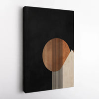Minimalist Geometric Abstract Canvas Wall Art | Mid-Century Sun and Mountain Motif | 1.25" Gallery Wrap Premium Print | Modern Home & Office Decor Gift