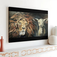Lion and Lamb Wall Art | Christian Religious Painting Print | Premium Gallery Wrapped Canvas | Meaningful Home Decor Gift