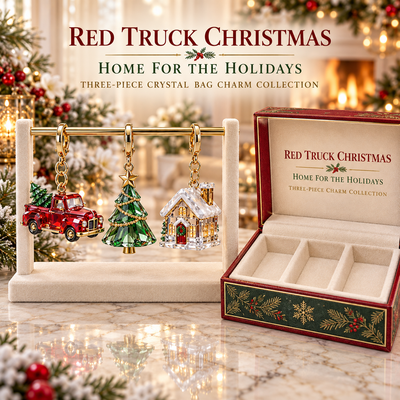Red Truck Christmas Bag Charm Set