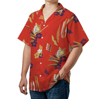 Tiger Hawaiian Shirt | Tropical Hibiscus Floral Print | Lightweight Woven Polyester | Summer Vacation Beach Gift for Men
