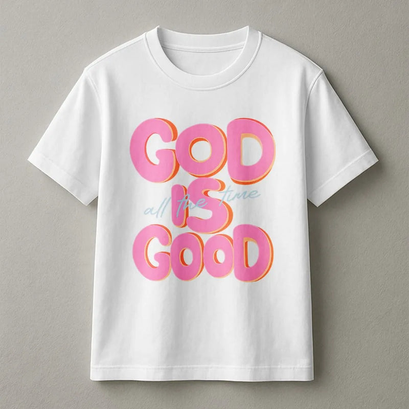 God Is Good All The Time T-Shirt | Retro Typography Christian Graphic Tee | Premium 100% Cotton | Religious Faith Gift For Him And Her