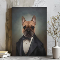 French Bulldog Canvas Wall Art | Dapper Dog in Tuxedo Portrait | Premium Gallery Wrap Decor | Unique Gift for Dog Lovers & Pet Owners