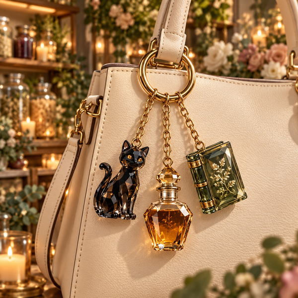 Botanical Witch Romance Bag Charm Set - On Bag