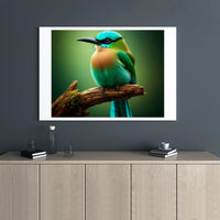 Motmot Bird Wall Art | Vibrant Tropical Turquoise Bird Canvas | Premium 1.25" Gallery Wrap | Nature-Inspired Home Decor Gift